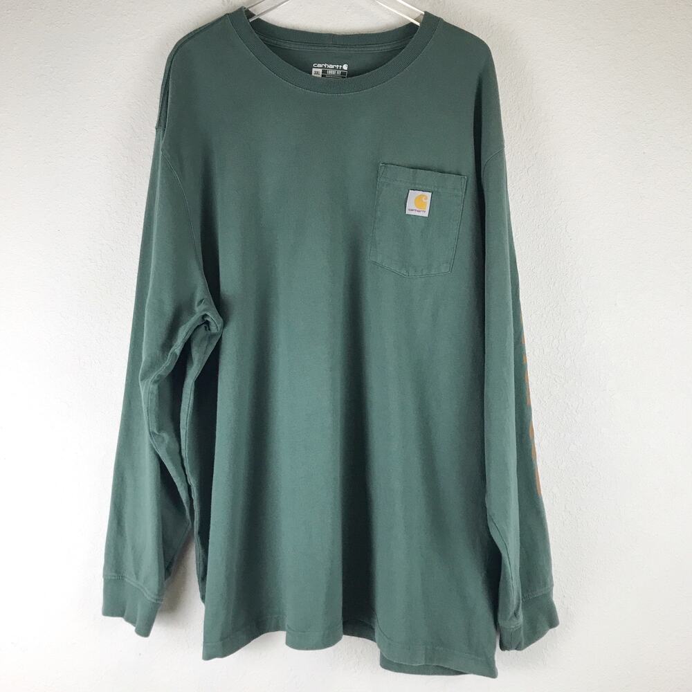 Carhartt Men's Loose Fit Long Sleeve Spellout Pullover T-Shirt 100% Cotton 3XL